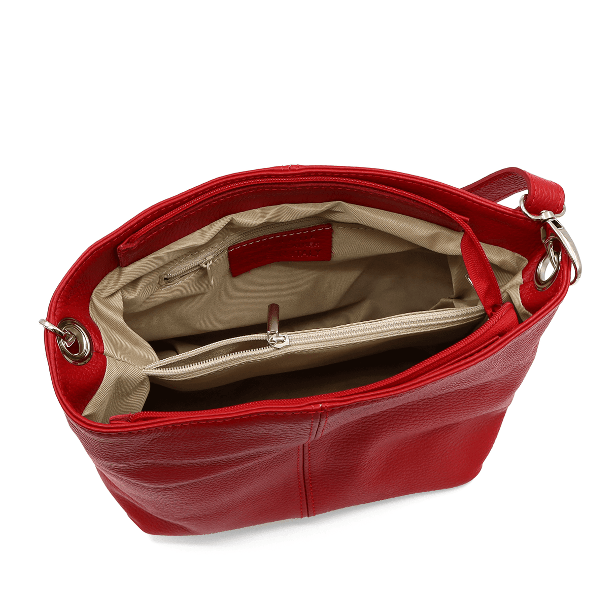 Geantă din piele naturală de umăr Kika - Roșu