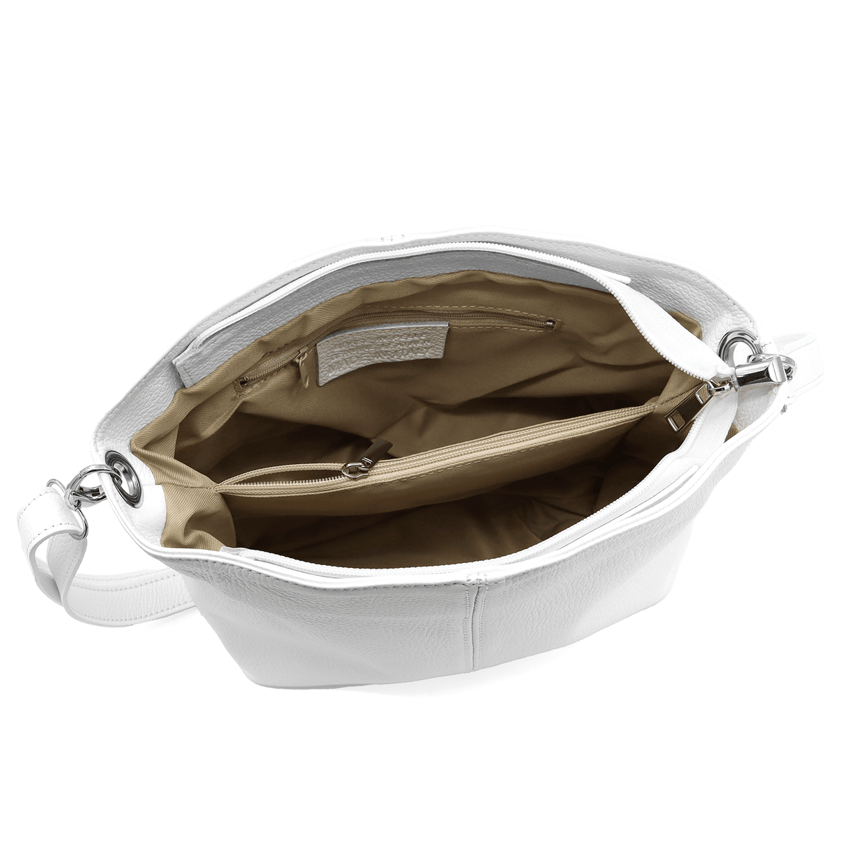 Geantă din piele naturală de umăr Kika - alb