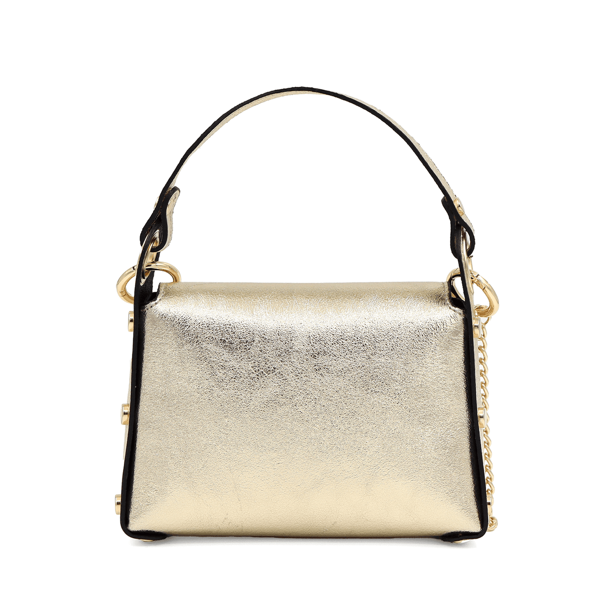 Geantă din piele naturală cu 2 mânere pentru damă Alena - auriu