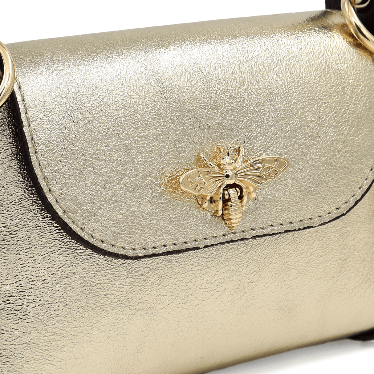 Geantă din piele naturală cu 2 mânere pentru damă Alena - auriu