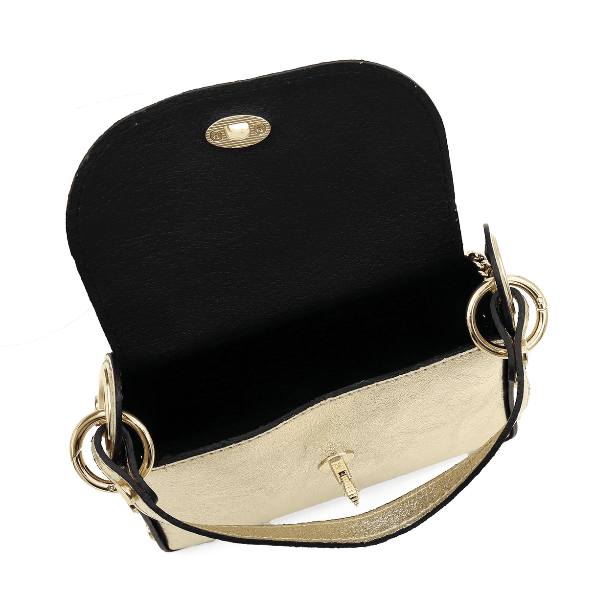 Geantă din piele naturală cu 2 mânere pentru damă Alena - auriu