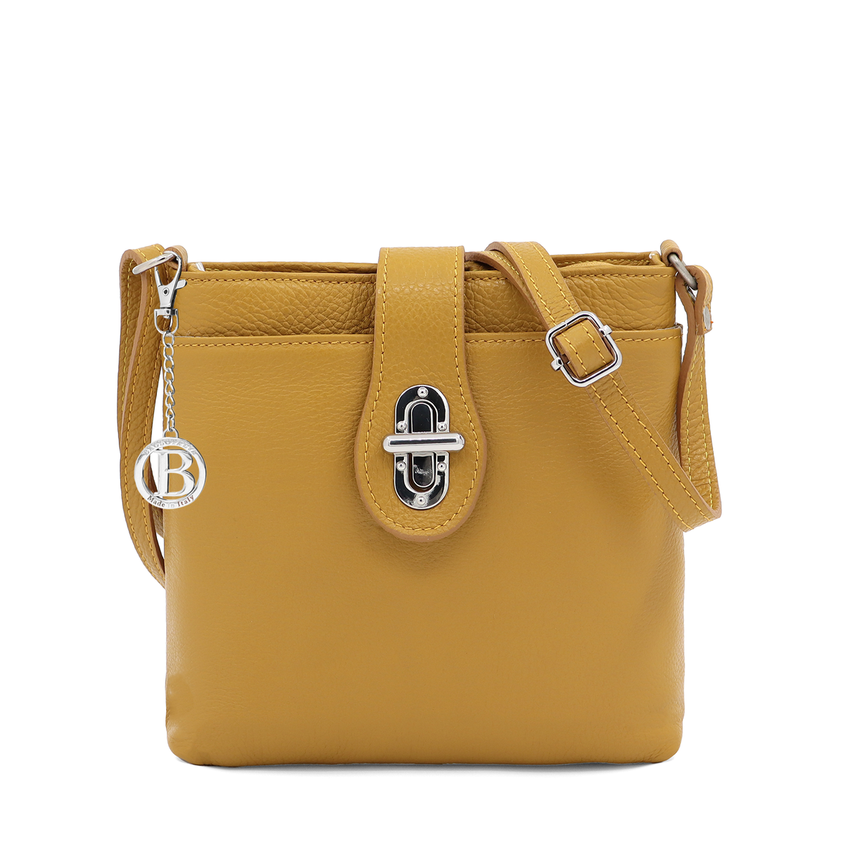 Geantă peste umăr din piele naturală Andria - muștar