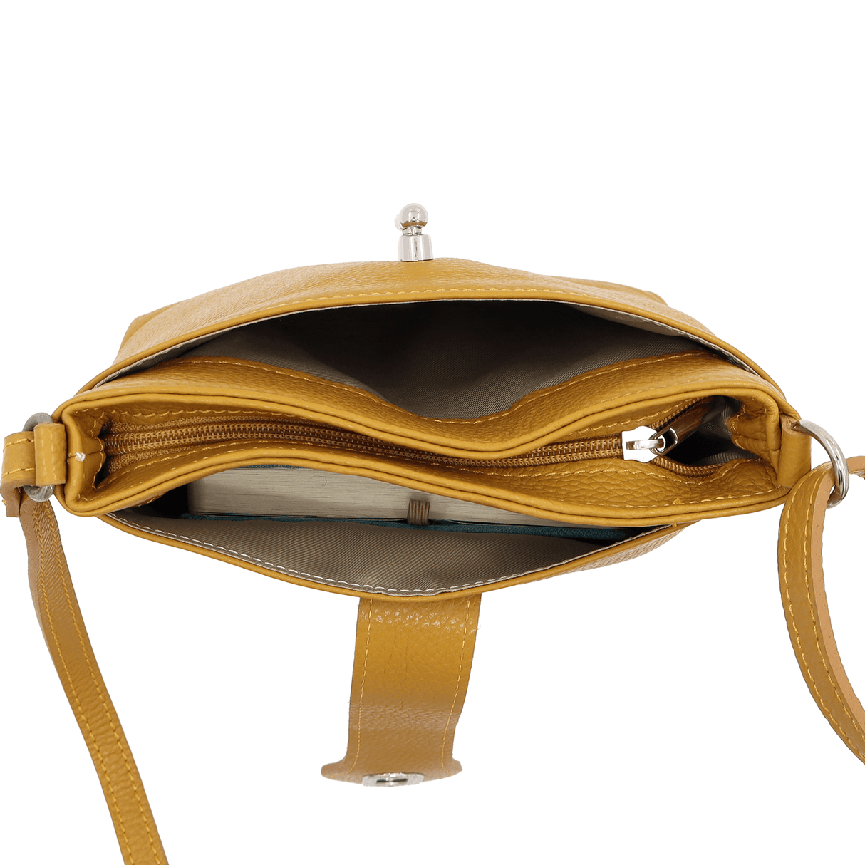 Geantă peste umăr din piele naturală Andria - muștar
