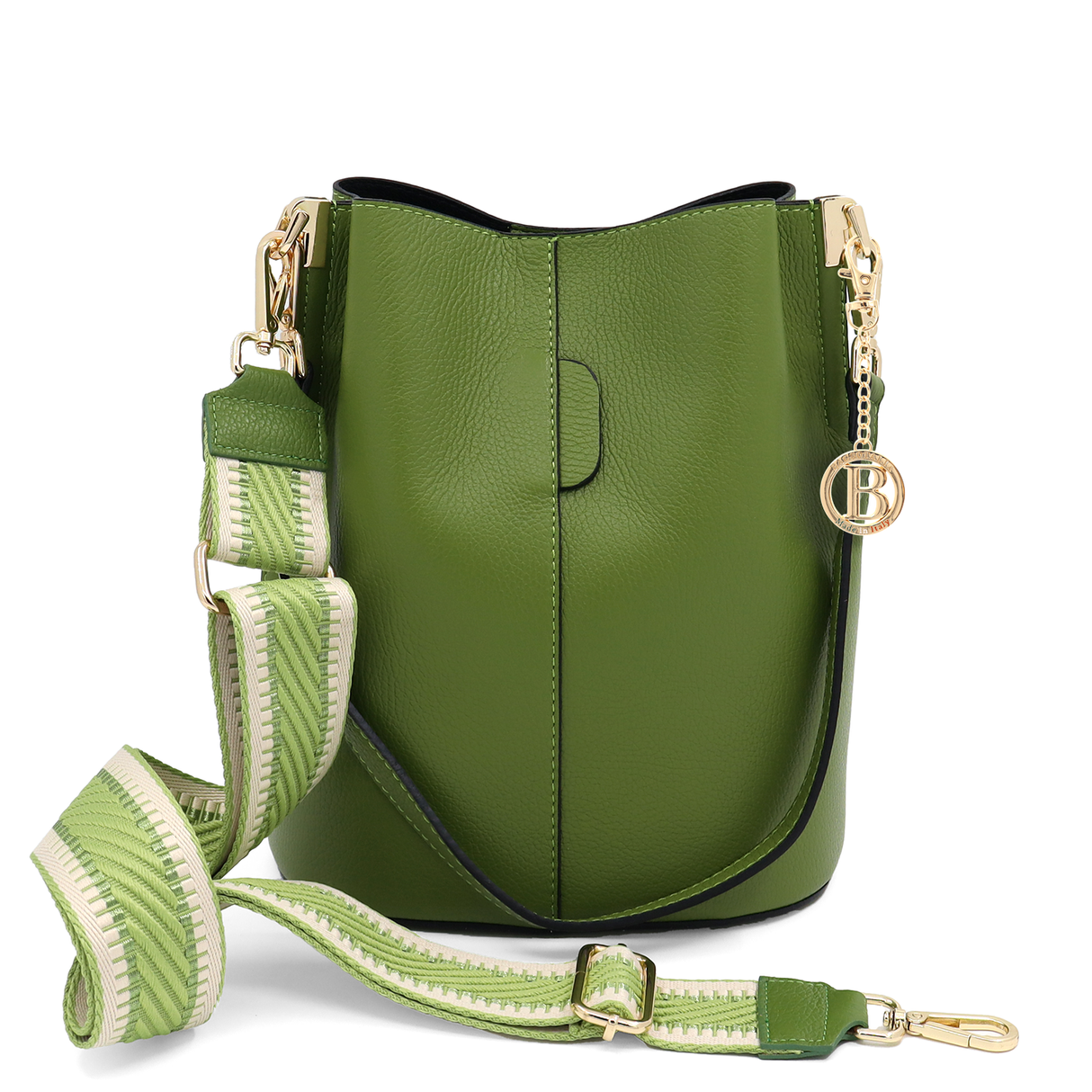 Geantă de damă din piele naturală cu 2 mânere Alba - verde