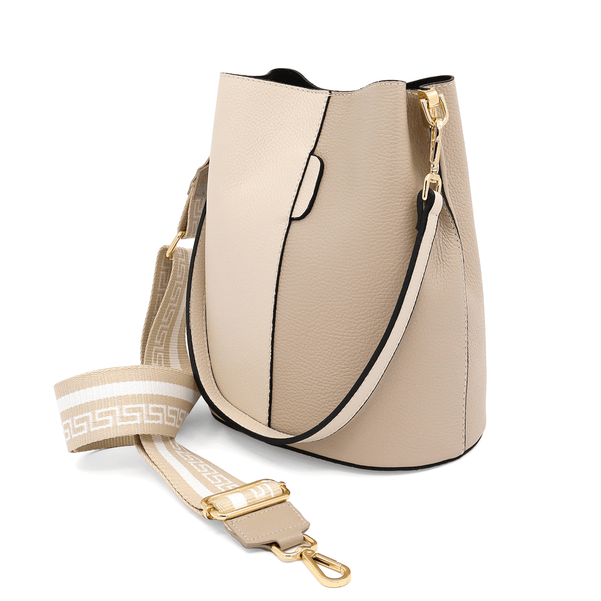 Geantă de damă din piele naturală cu 2 mânere Alba - bej/maro deschis