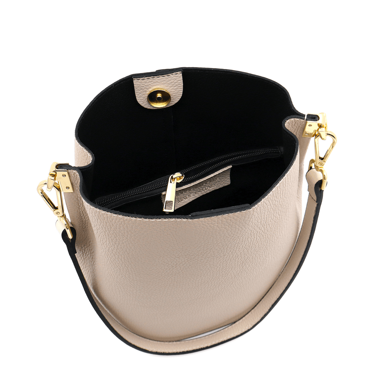 Geantă de damă din piele naturală cu 2 mânere Alba - bej/maro deschis