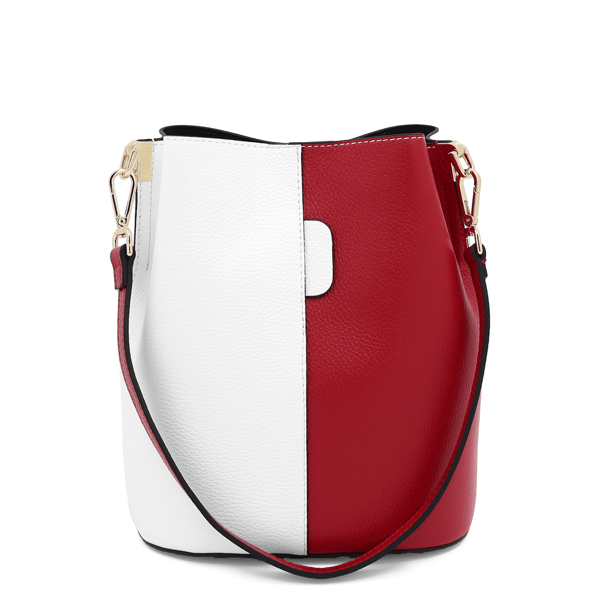 Geantă de damă din piele naturală cu 2 mânere Alba - alb/roșu