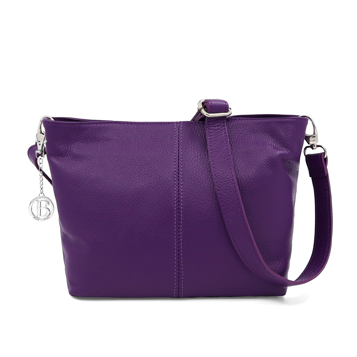 Geantă din piele naturală de umăr Kika - mov închis