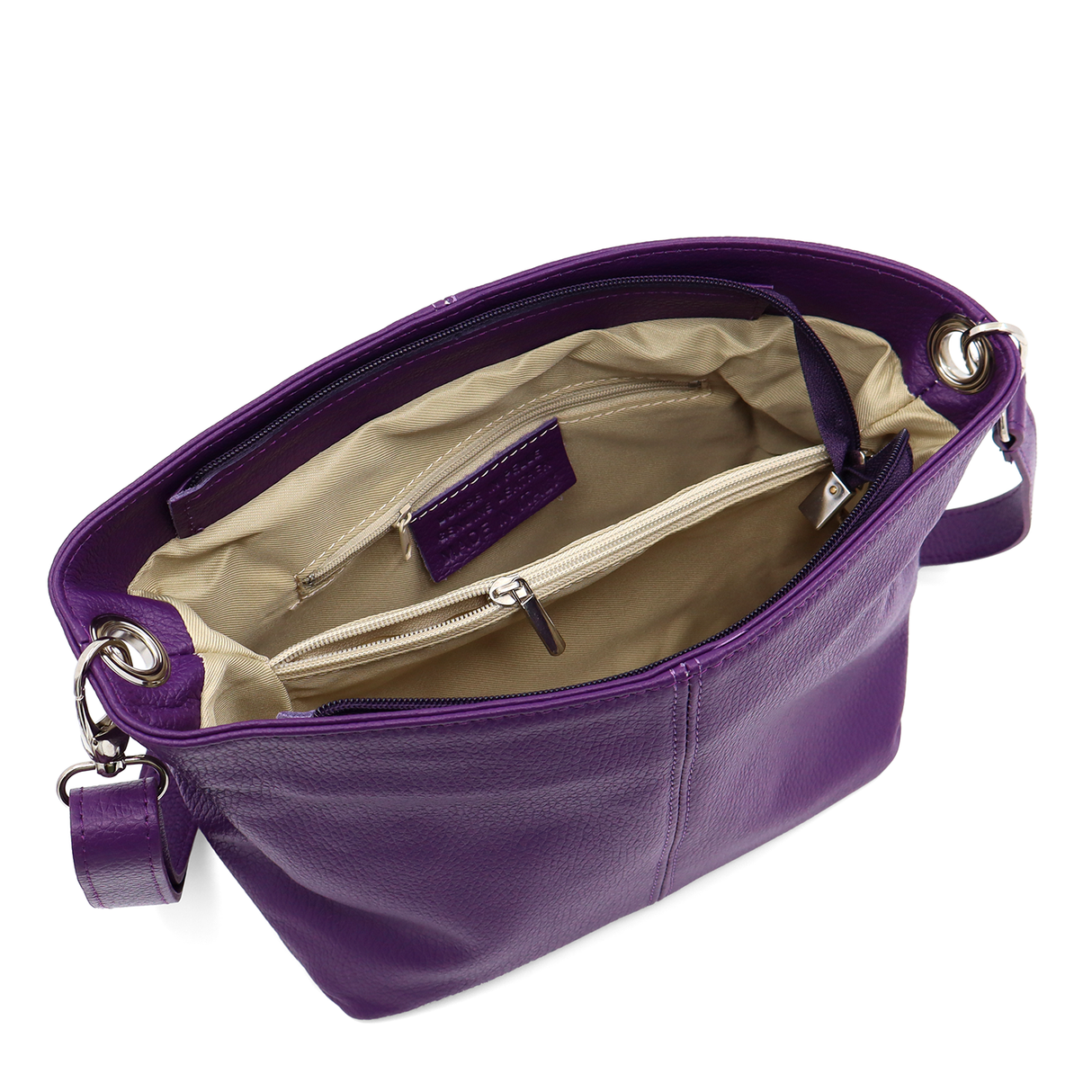 Geantă din piele naturală de umăr Kika - mov închis