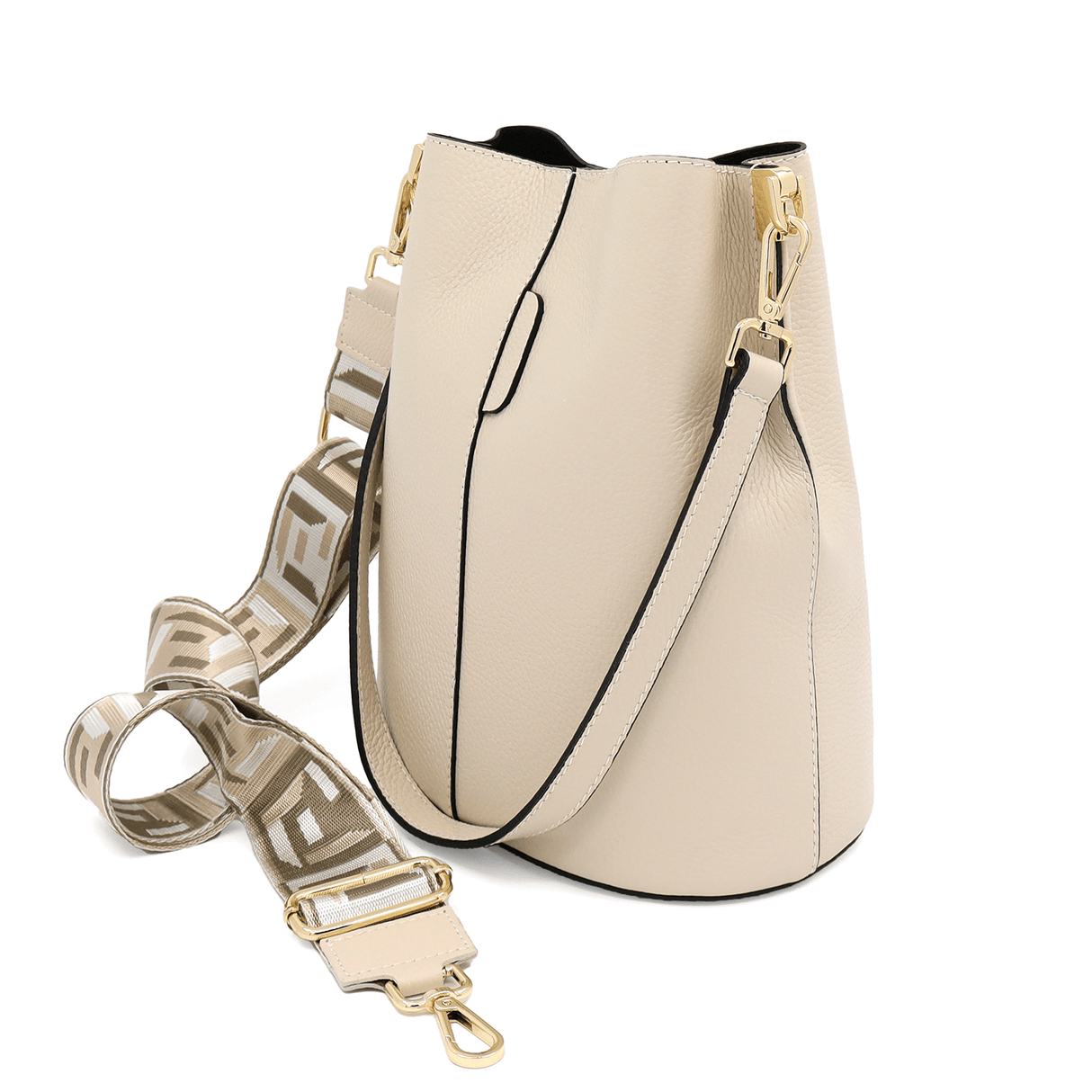 Geantă de damă din piele naturală cu 2 mânere Alba - bej