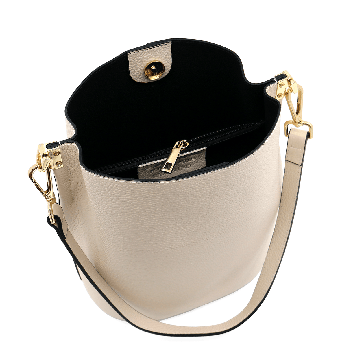 Geantă de damă din piele naturală cu 2 mânere Alba - bej