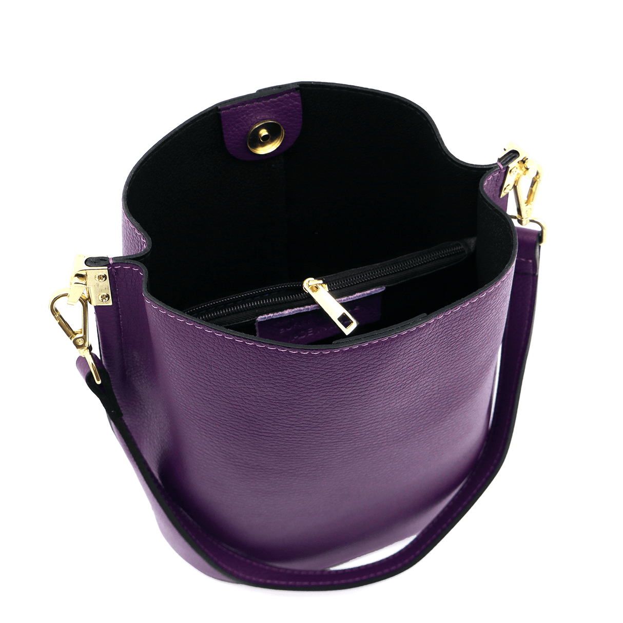 Geantă de damă din piele naturală cu 2 mânere Alba - mov