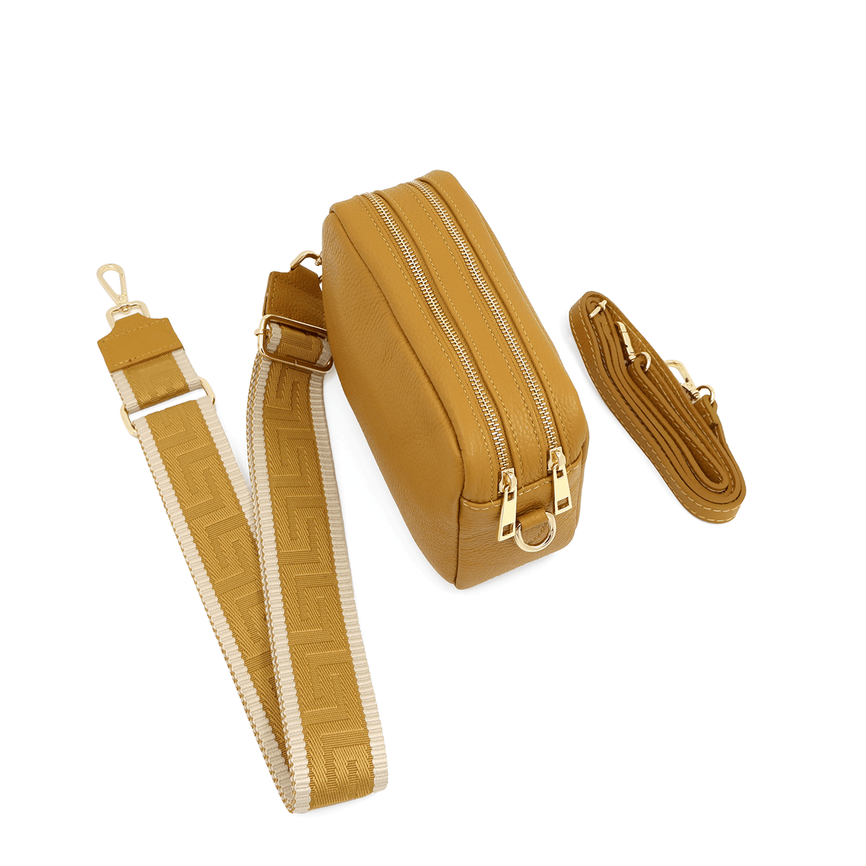 Geantă din piele naturală cu 2 mânere pentru damă Noma - muștar