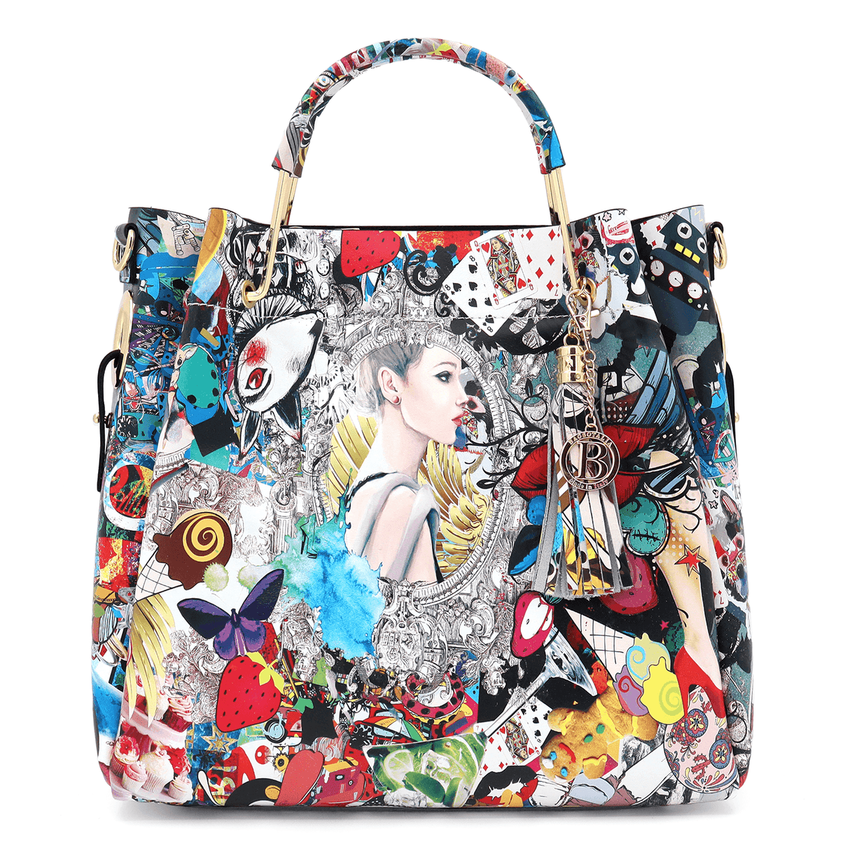 Geantă din piele naturală damă Zaza - multicolor