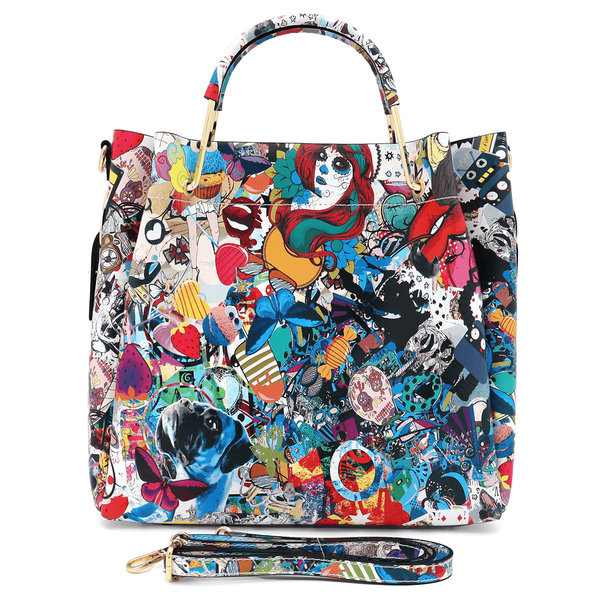 Geantă din piele naturală damă Zaza - multicolor