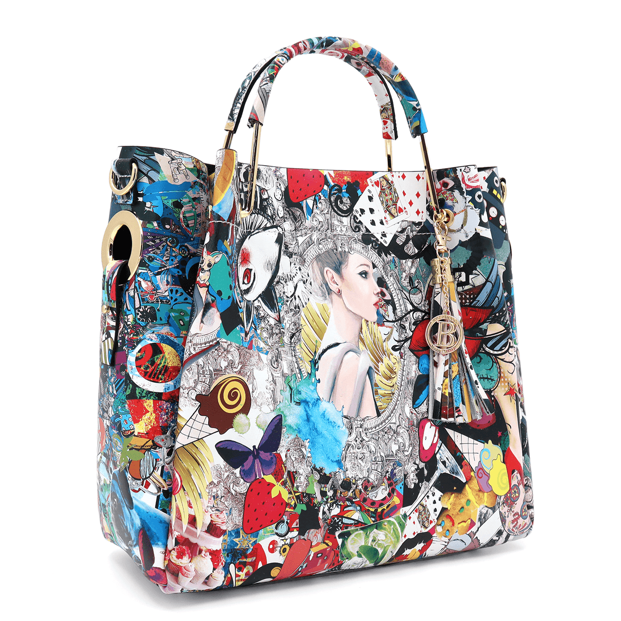 Geantă din piele naturală damă Zaza - multicolor