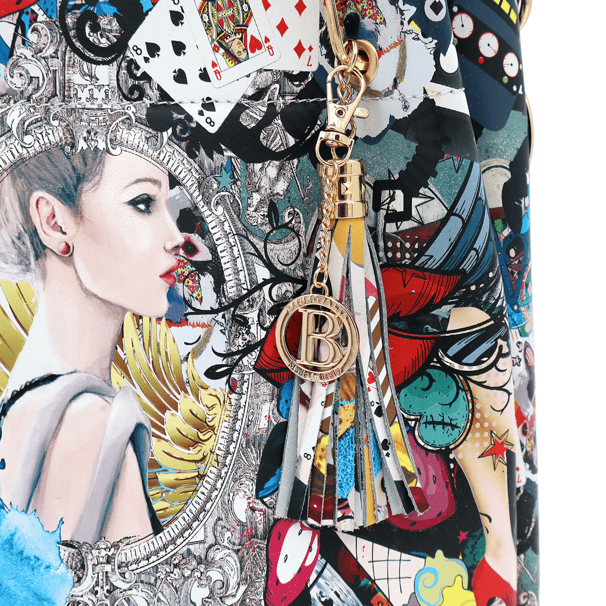 Geantă din piele naturală damă Zaza - multicolor