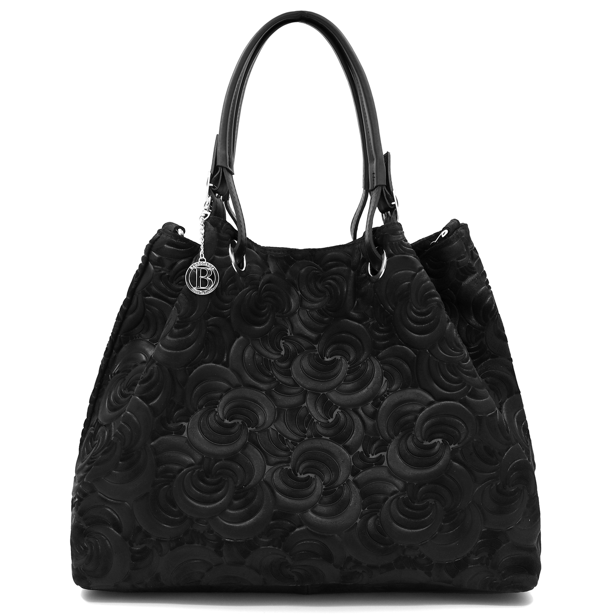 Geantă mare de damă din piele naturală - negru