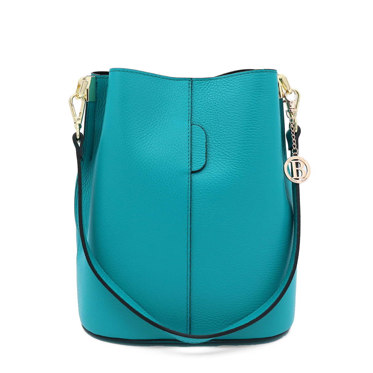 Geantă de damă din piele naturală cu 2 mânere Alba - turcoaz