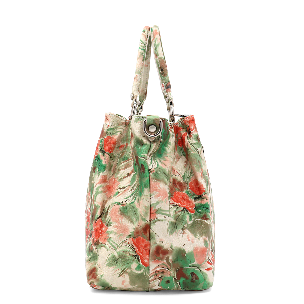 Geantă mare de damă din piele naturală cu imprimeu floral Danica