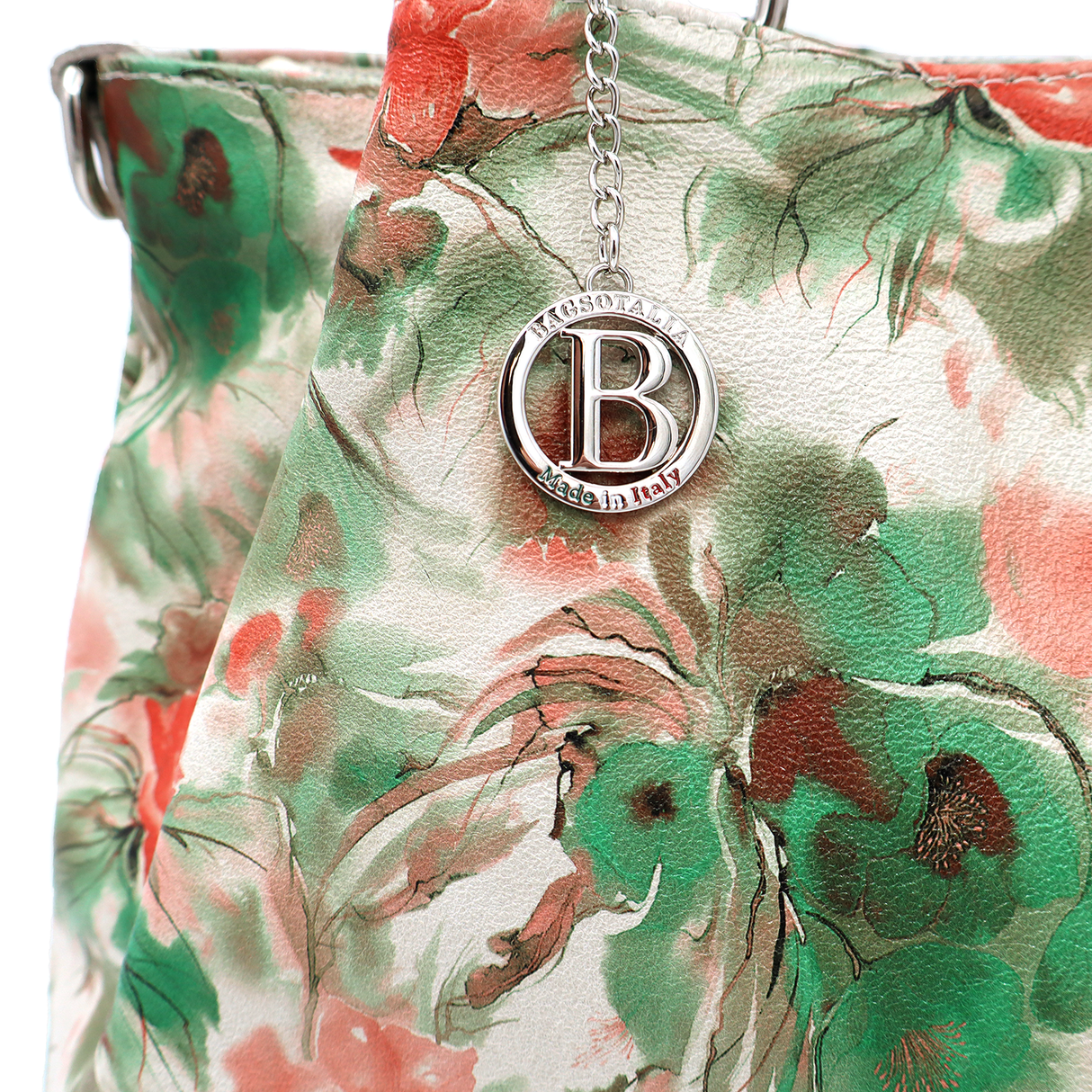 Geantă mare de damă din piele naturală cu imprimeu floral Danica