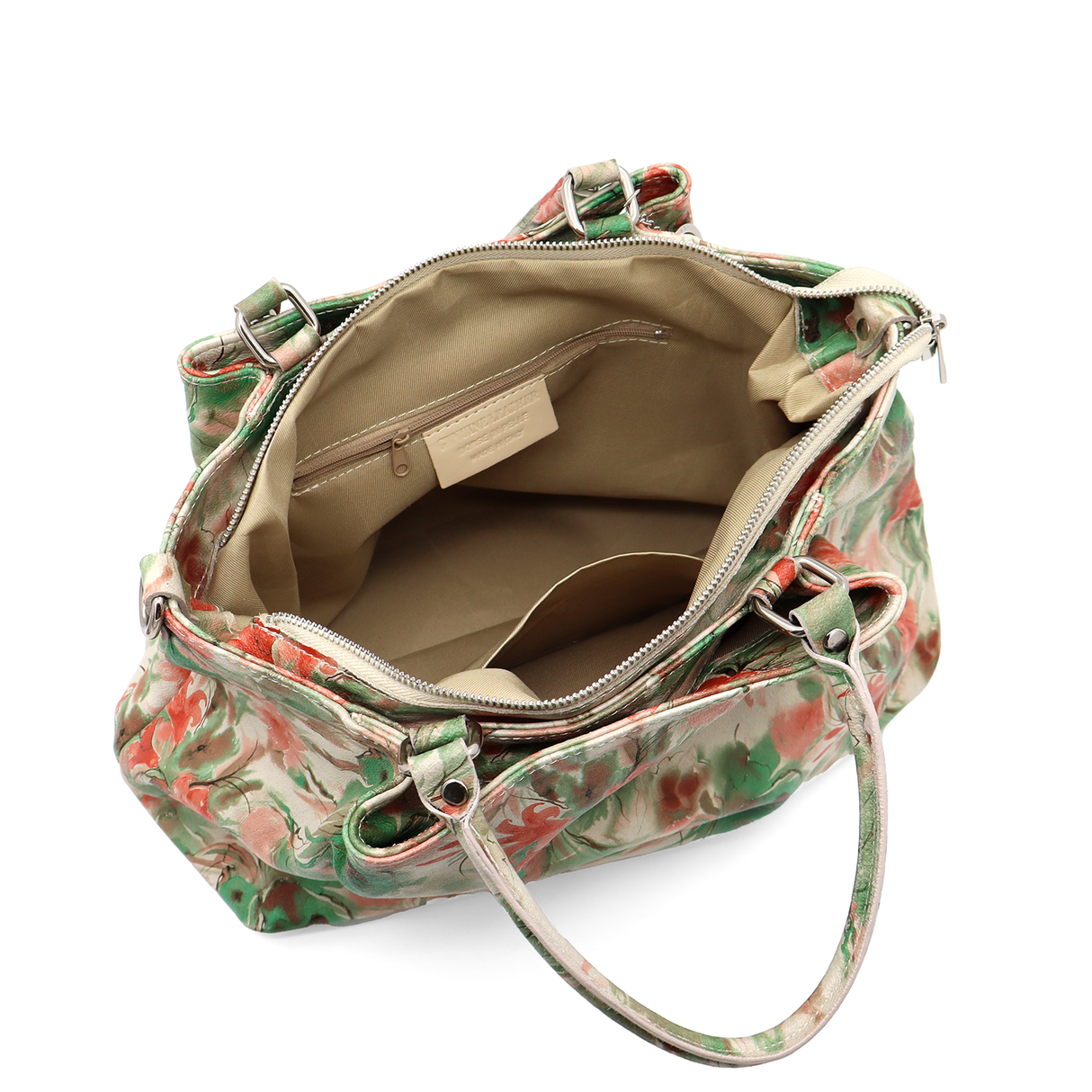 Geantă mare de damă din piele naturală cu imprimeu floral Danica