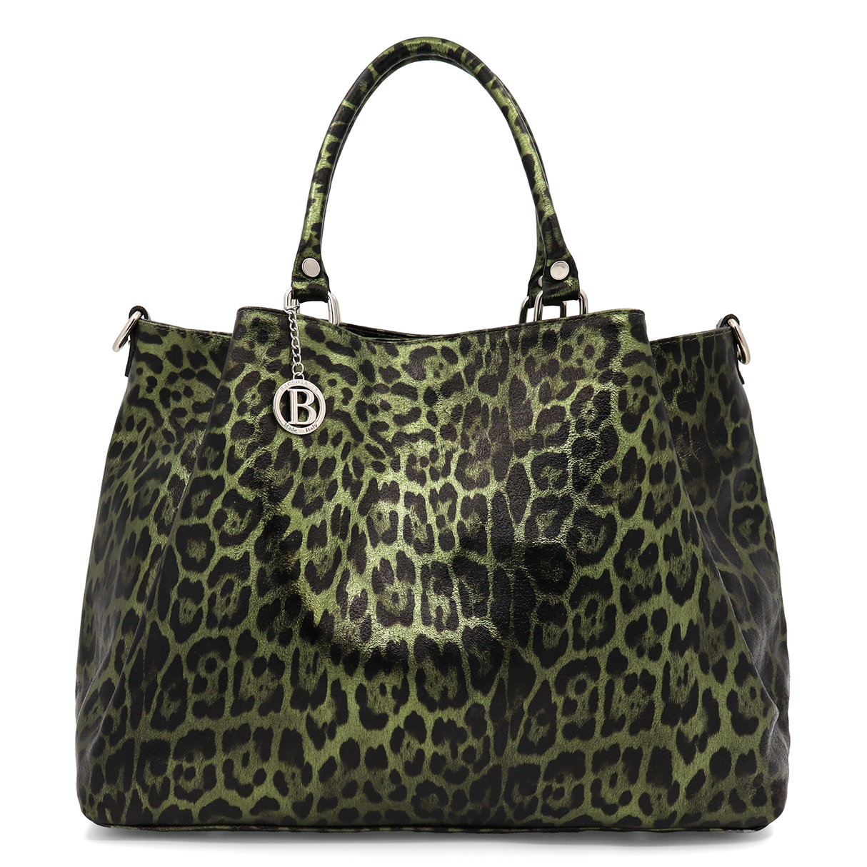 Geantă mare de damă din piele naturală cu imprimeu leopard Danica