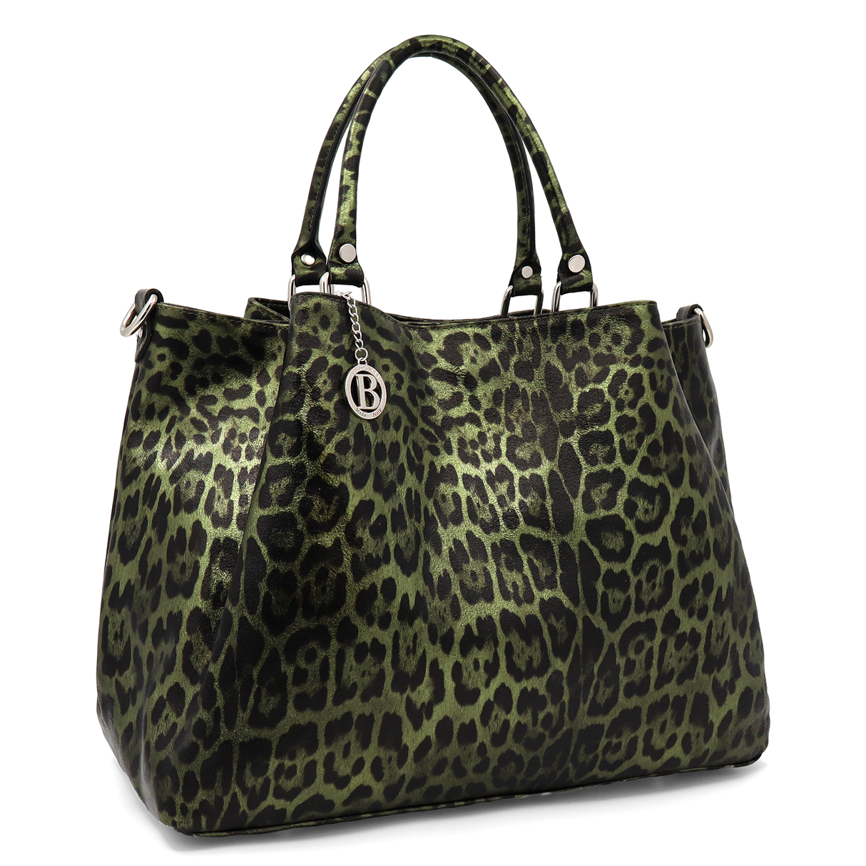 Geantă mare de damă din piele naturală cu imprimeu leopard Danica