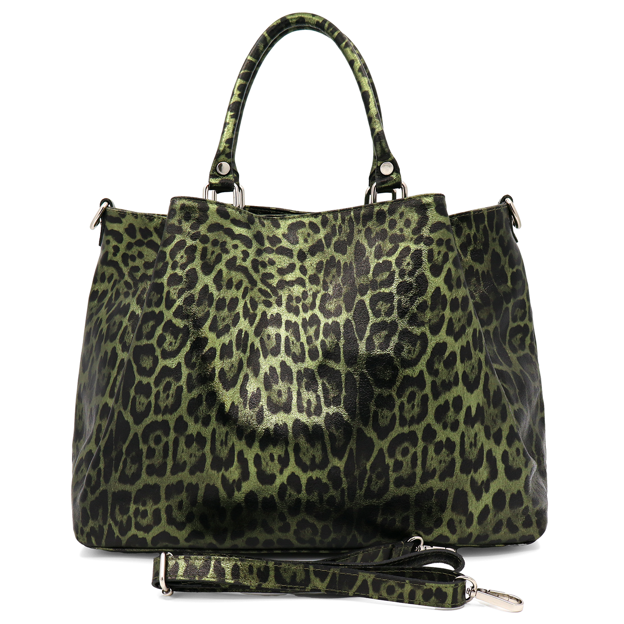 Geantă mare de damă din piele naturală cu imprimeu leopard Danica