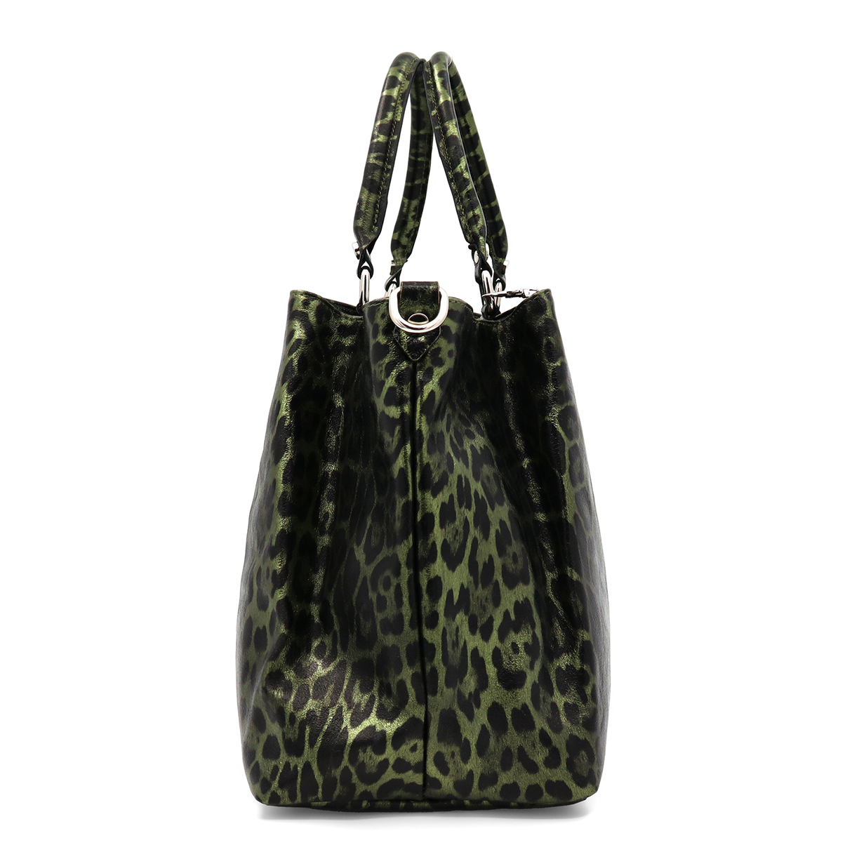 Geantă mare de damă din piele naturală cu imprimeu leopard Danica