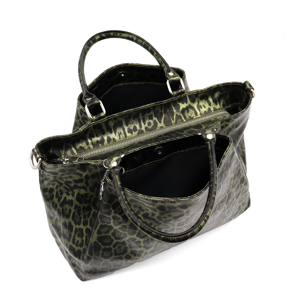 Geantă mare de damă din piele naturală cu imprimeu leopard Danica