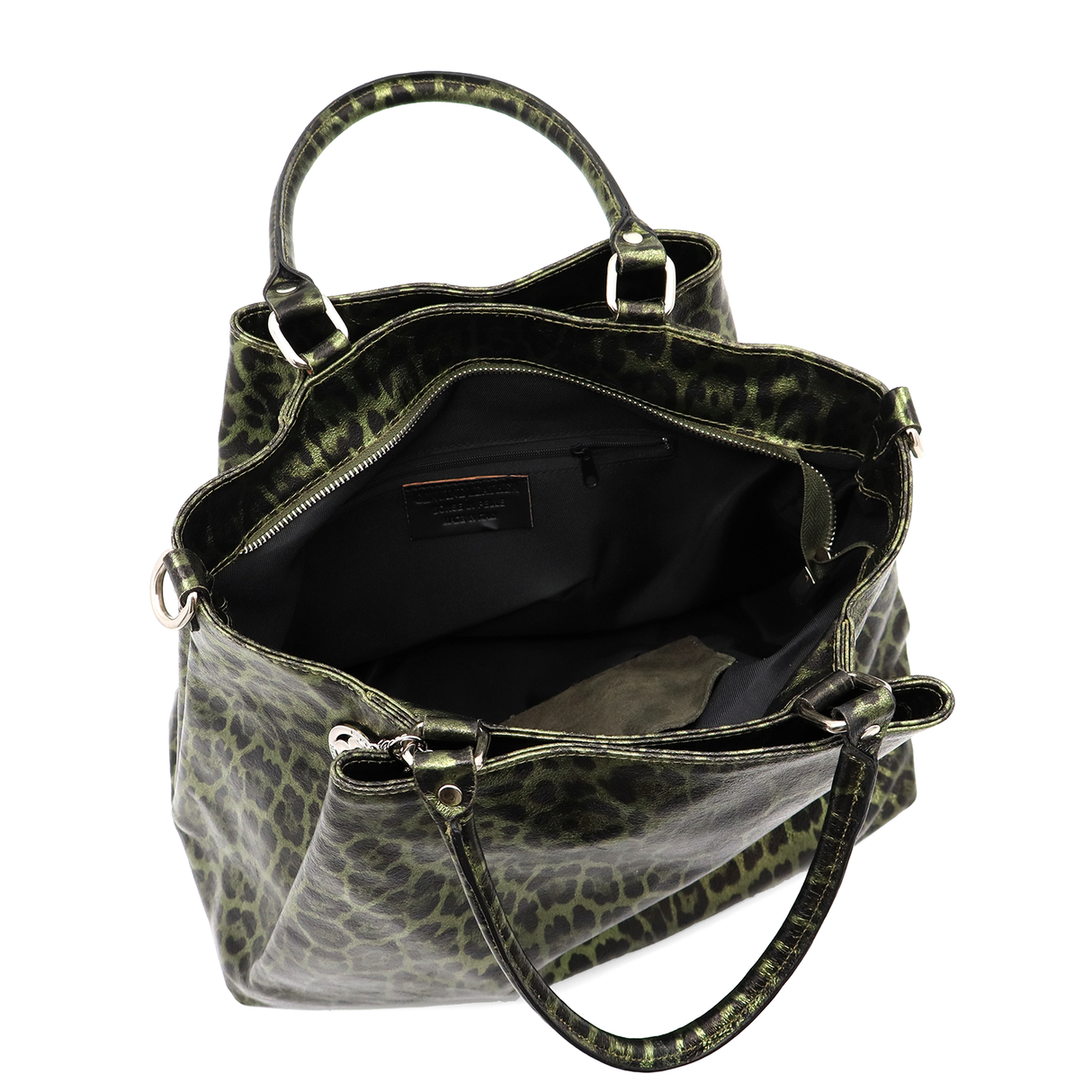 Geantă mare de damă din piele naturală cu imprimeu leopard Danica