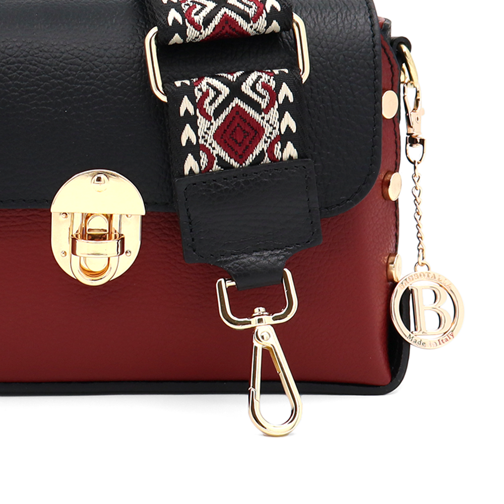 Geantă din piele naturală pentru damă Antoanella - roșu/negru