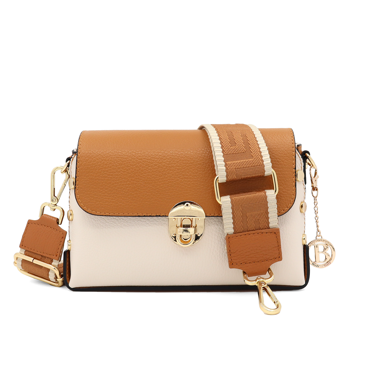 Geantă de damă din piele naturală Antoanella - bej/maro cărămiziu