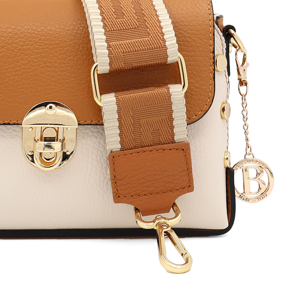 Geantă de damă din piele naturală Antoanella - bej/maro cărămiziu