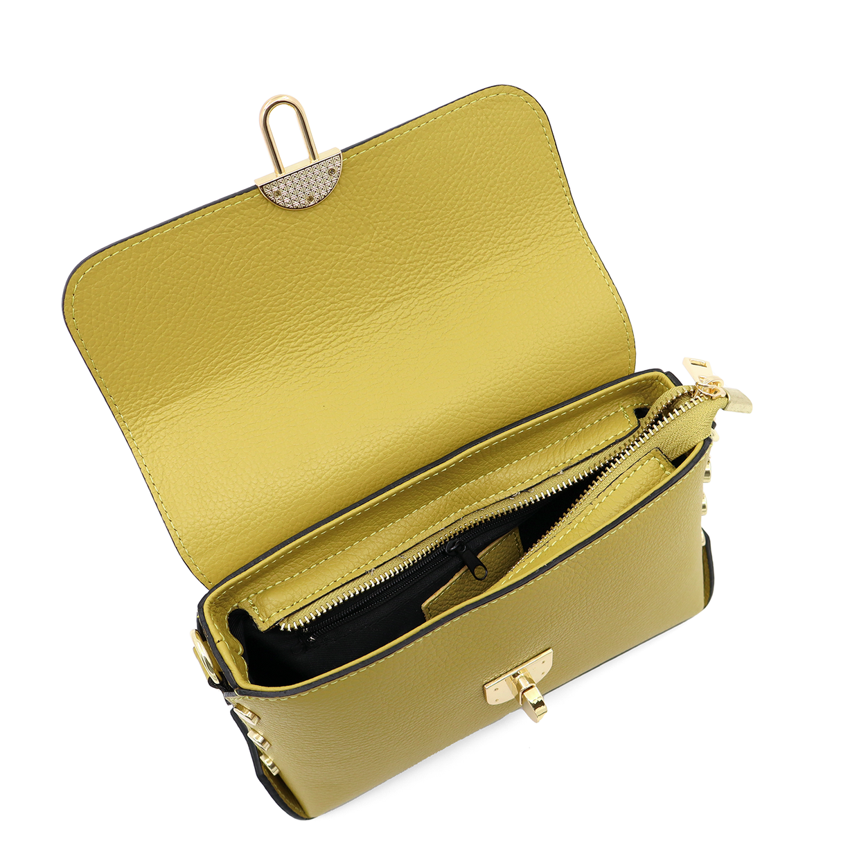 Geantă din piele naturală pentru damă Antoanella - lime