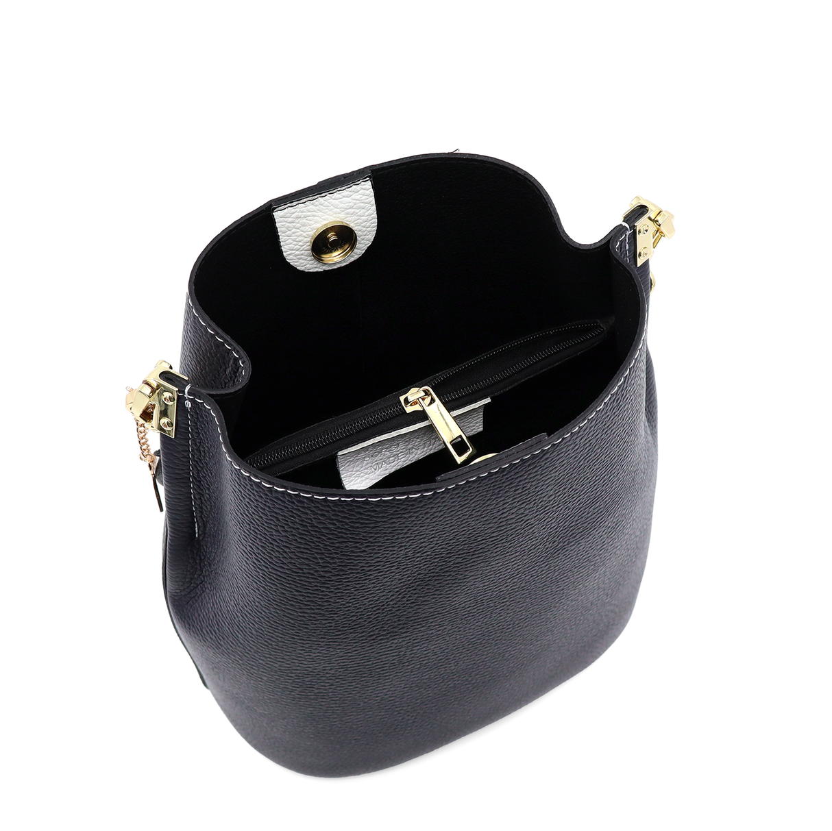 Geantă de damă din piele naturală cu 2 mânere Alba - alb/albastru închis