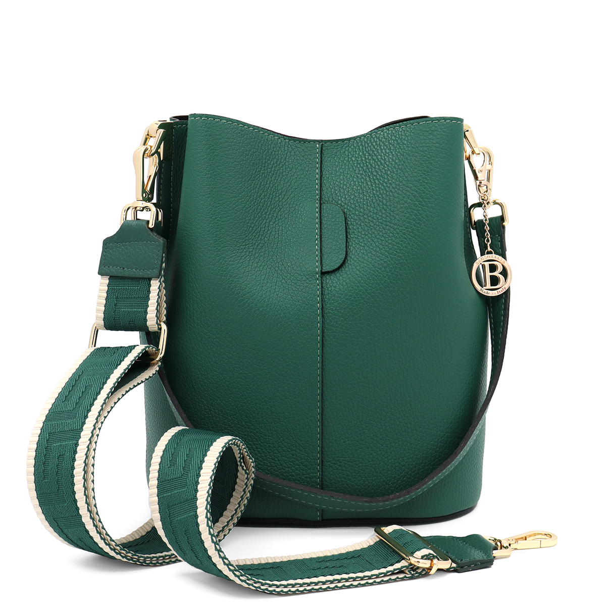 Geantă de damă din piele naturală cu 2 mânere Alba - verde închis