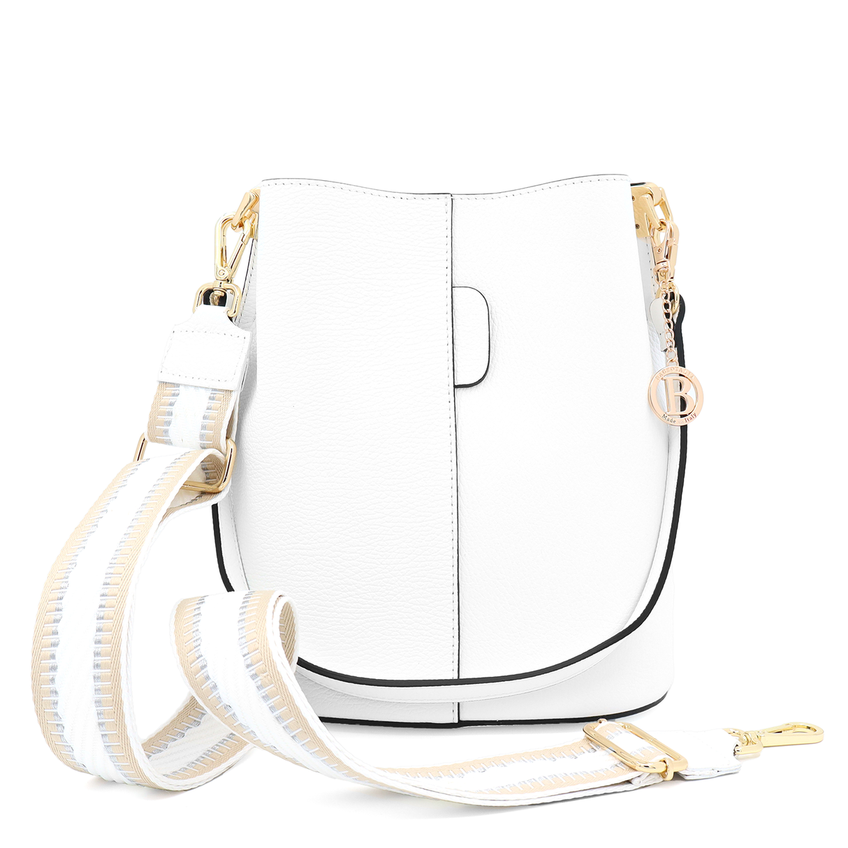 Geantă de damă din piele naturală cu 2 mânere Alba - alb