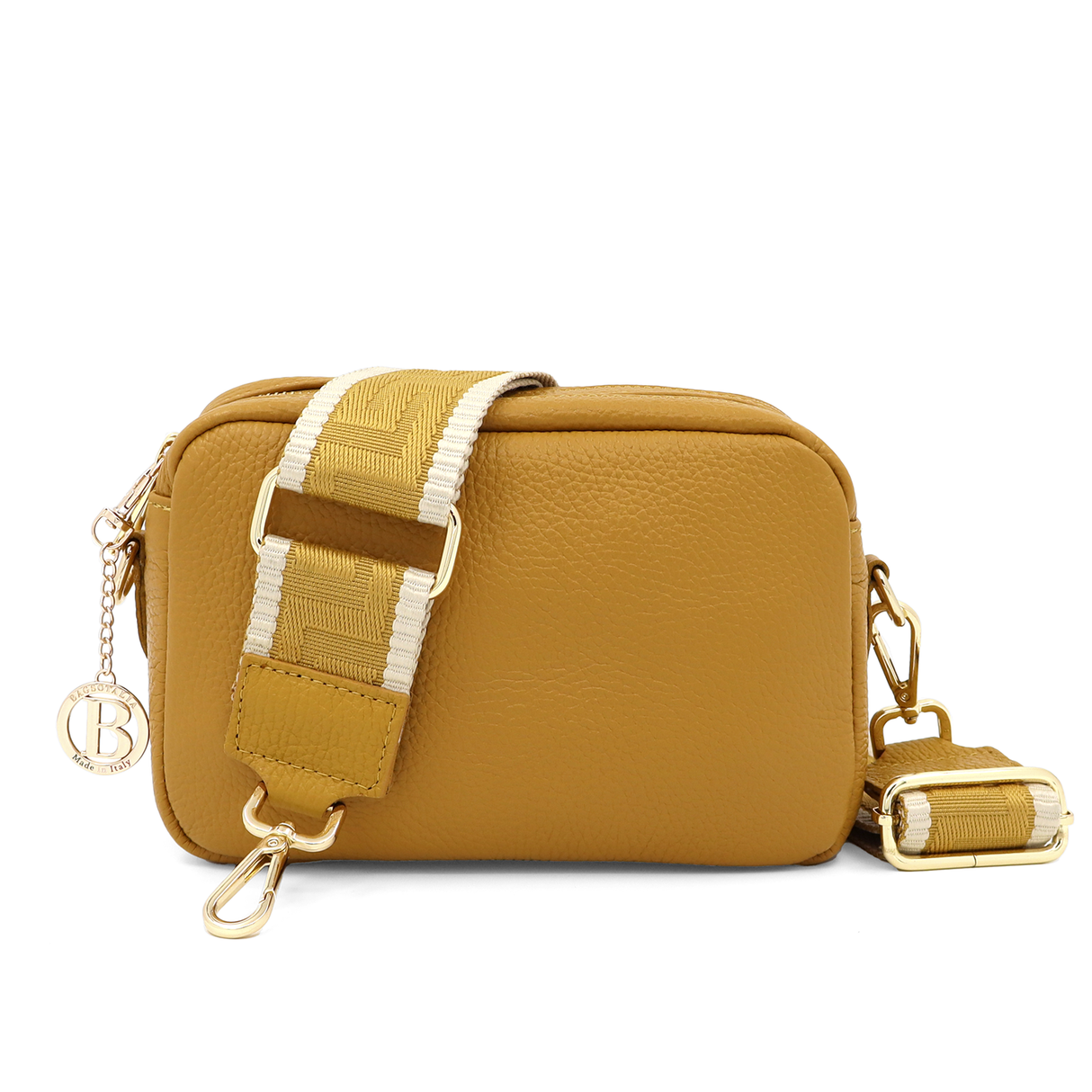 Geantă din piele naturală cu 2 mânere pentru damă Noma - muștar