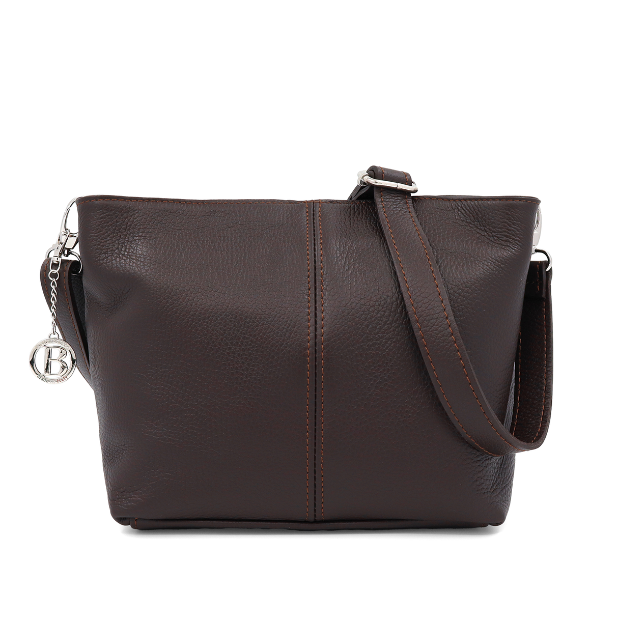 Geantă din piele naturală de umăr Kika - Maro închis