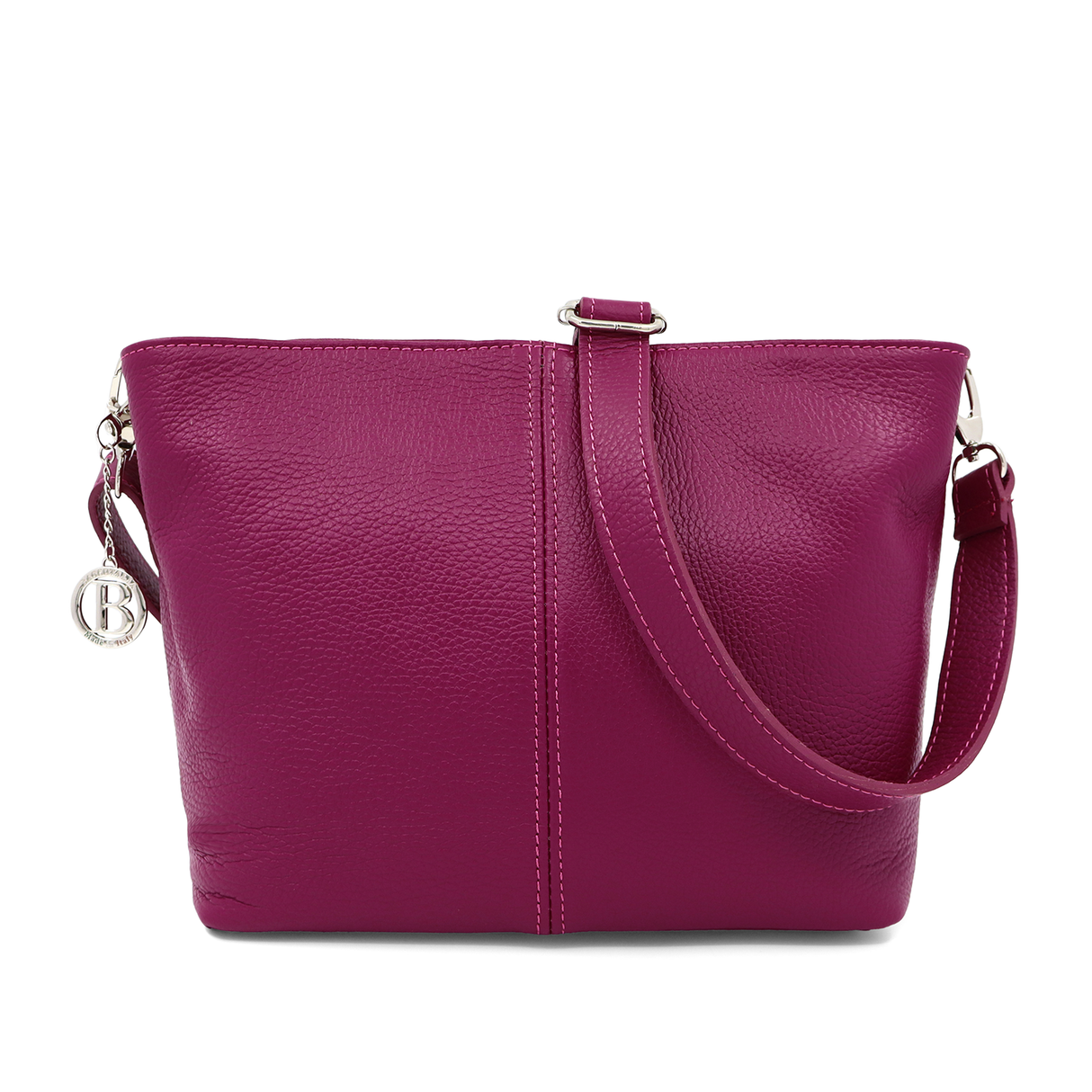 Geantă din piele naturală de umăr Kika - fucsie închis