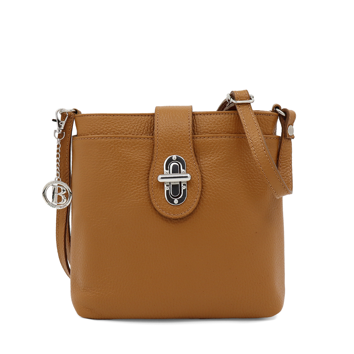 Geantă peste umăr din piele naturală Andria - maro cărămiziu