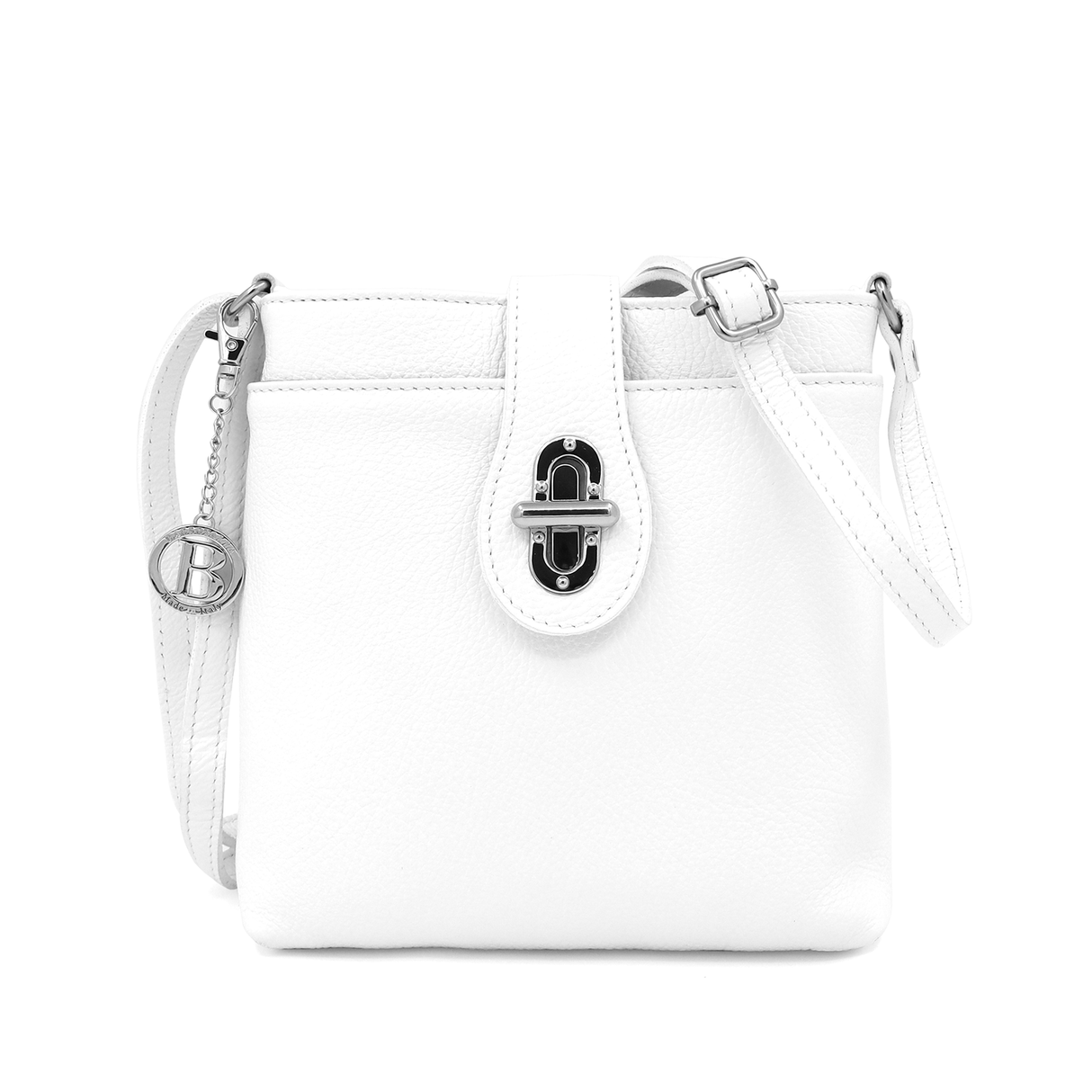 Geantă peste umăr din piele naturală Andria - alb