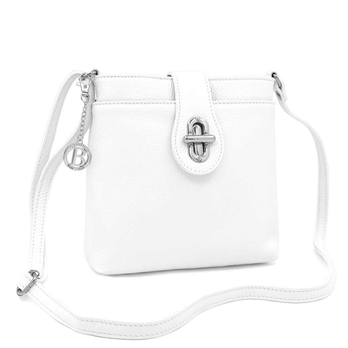 Geantă peste umăr din piele naturală Andria - alb