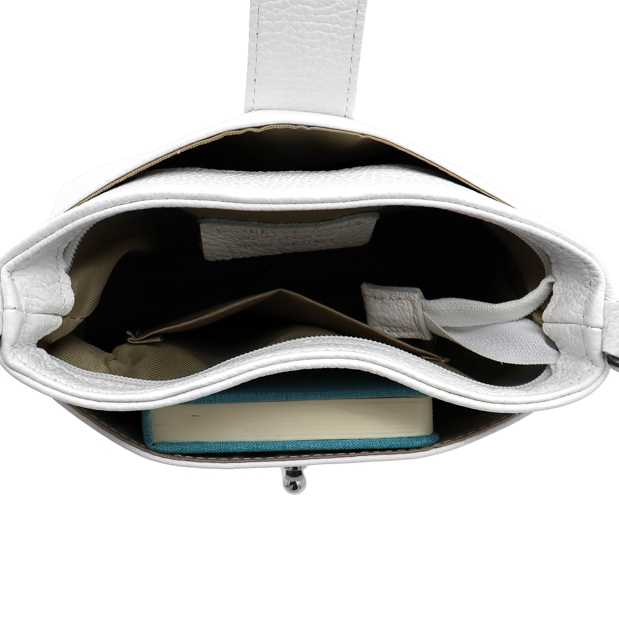 Geantă peste umăr din piele naturală Andria - alb