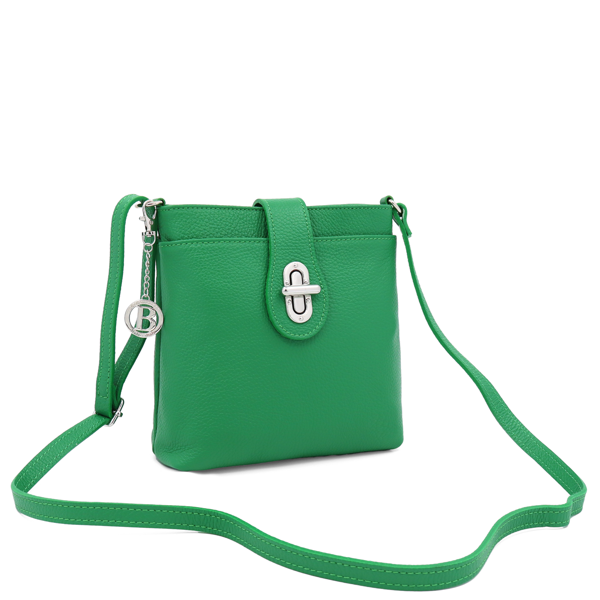 Geantă de umăr din piele naturală Andria - verde deschis