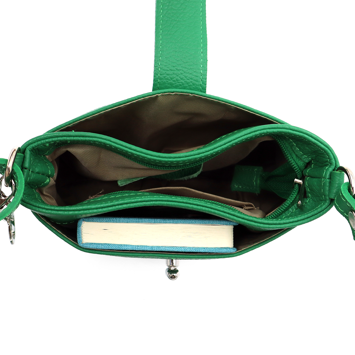 Geantă de umăr din piele naturală Andria - verde deschis