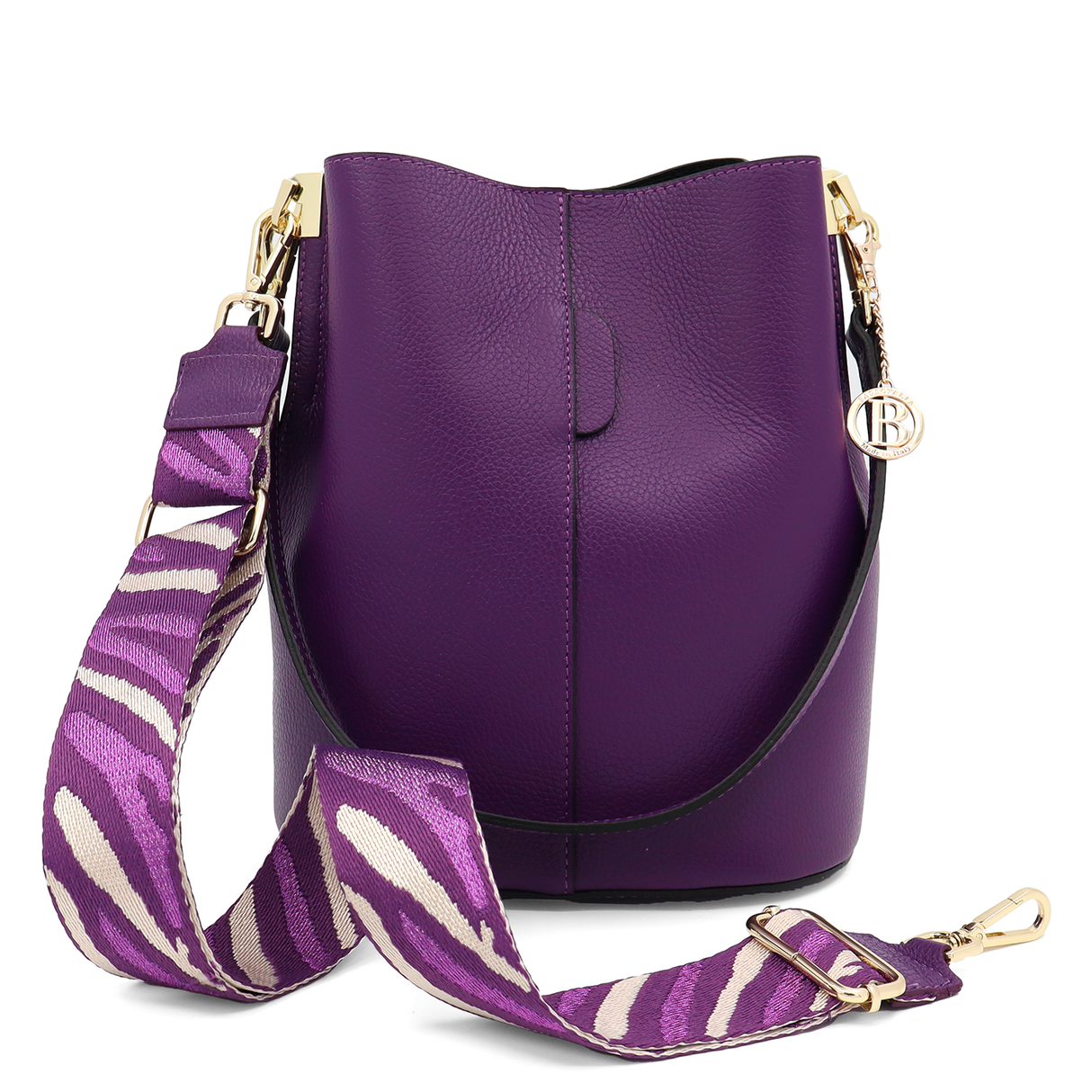 Geantă de damă din piele naturală cu 2 mânere Alba - mov