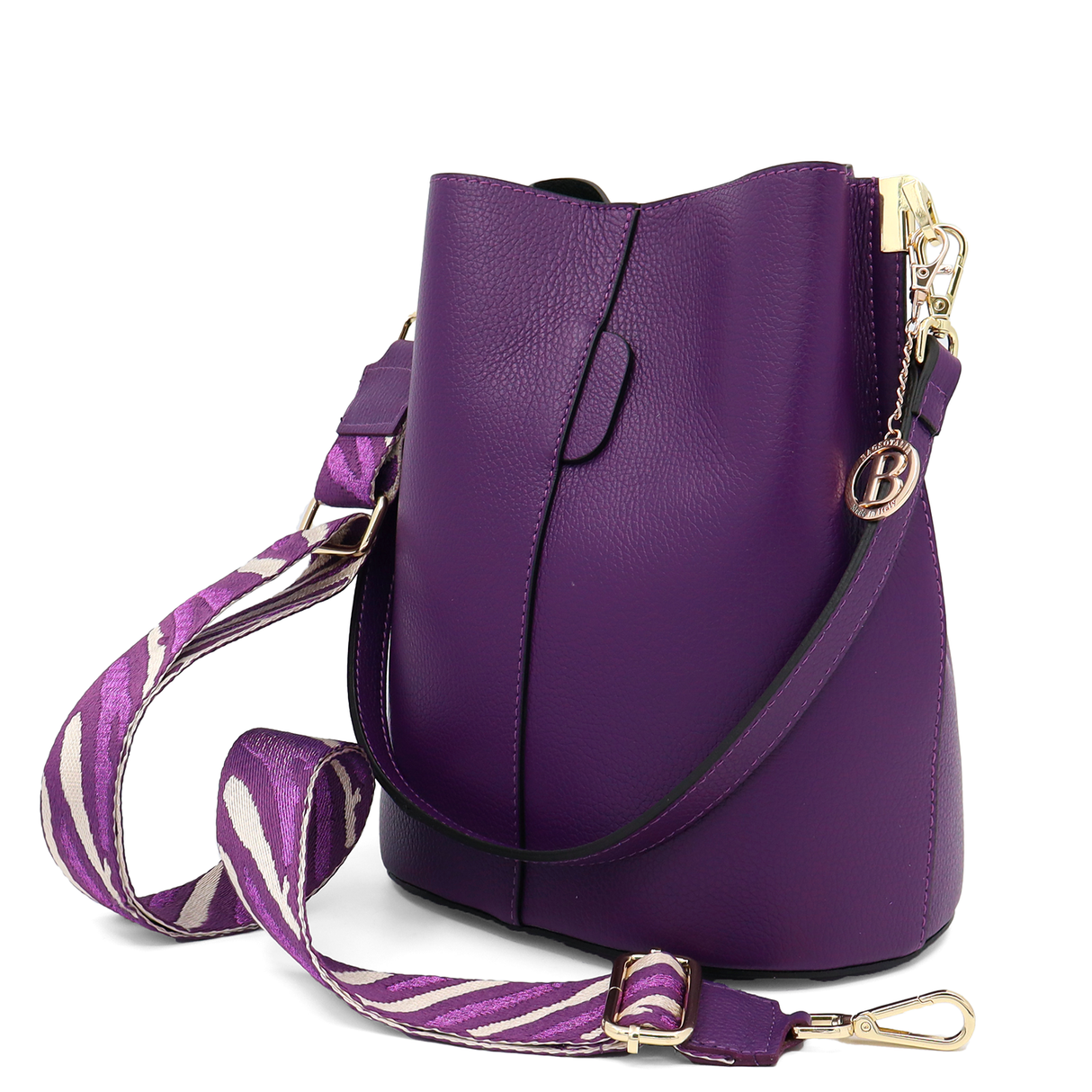 Geantă de damă din piele naturală cu 2 mânere Alba - mov